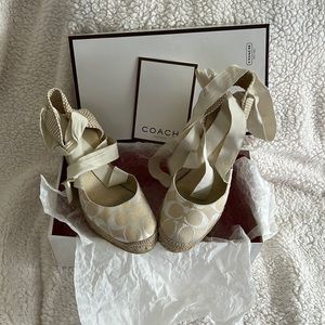 COACH Ivory Espadrille Wedge - Size 6 US (worn)